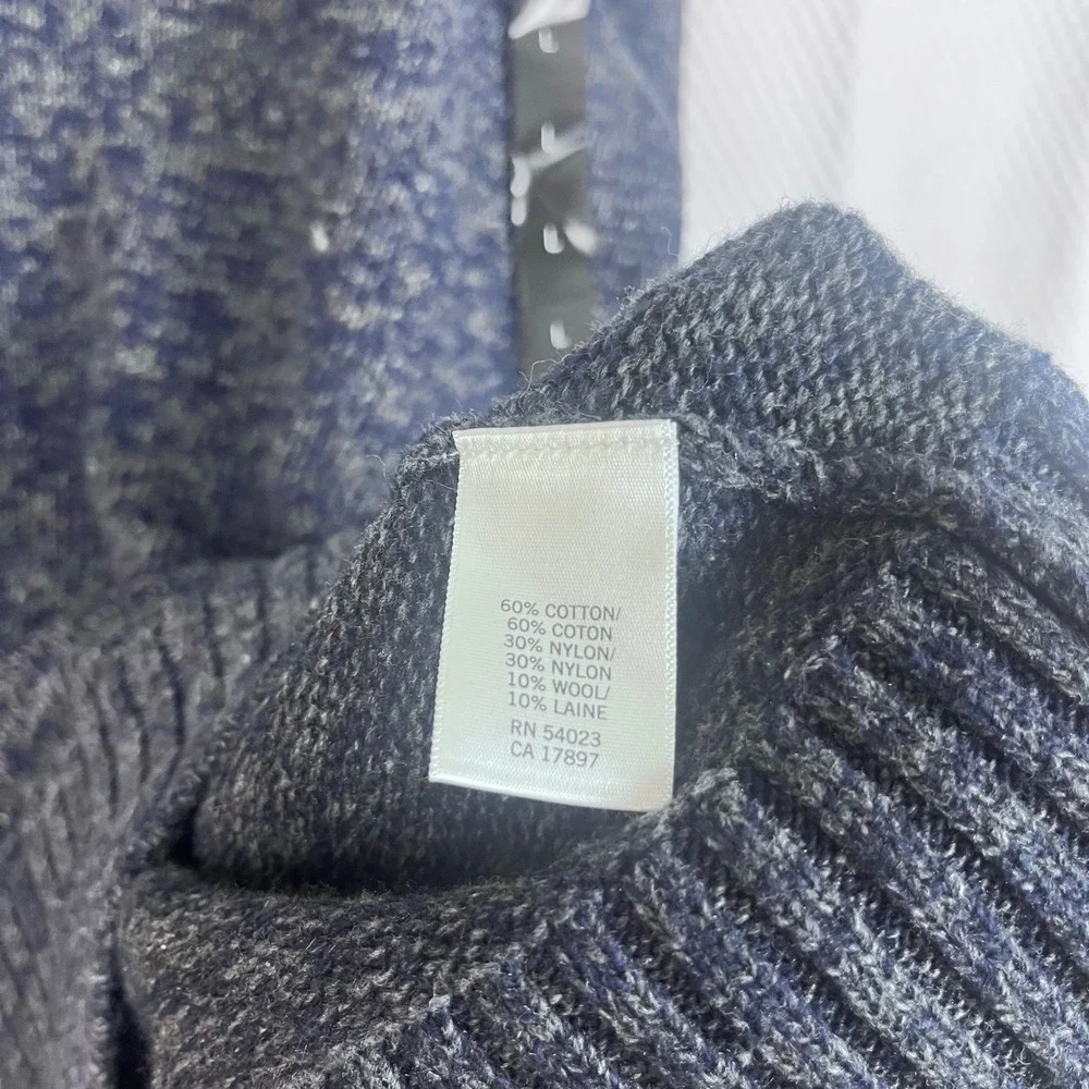 NWT: Banana Republic Men Size L 1/4 Zip Sweater Blue Green‎ Wool Cotton (N611)